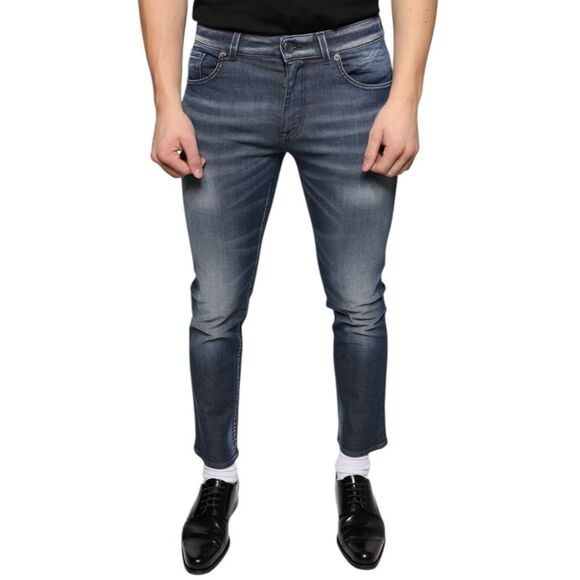 Dolce & Gabbana Dark Blue Washed Cotton Skinny Denim Men's Jeans